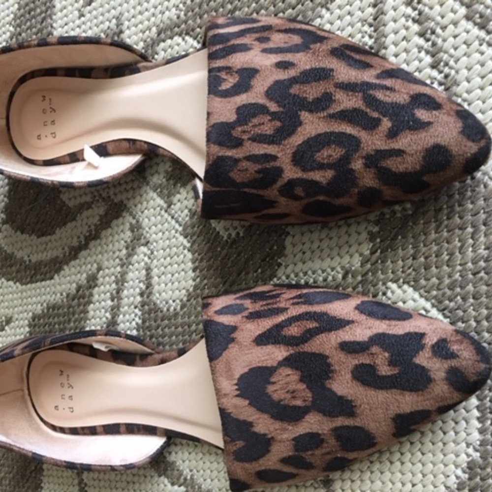 A New Day Cheetah Leopard Animal Print Mules Flats